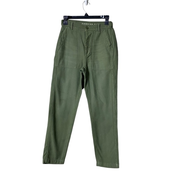 American Eagle Outfitters Denim - American Eagle Womens Cargo Jeans Size 0 Button Fly Green Granola Baggy …